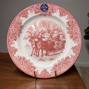 3x Royal Stafford Santa's Sleigh Dinner Plate 11" Christmas Holiday Classic